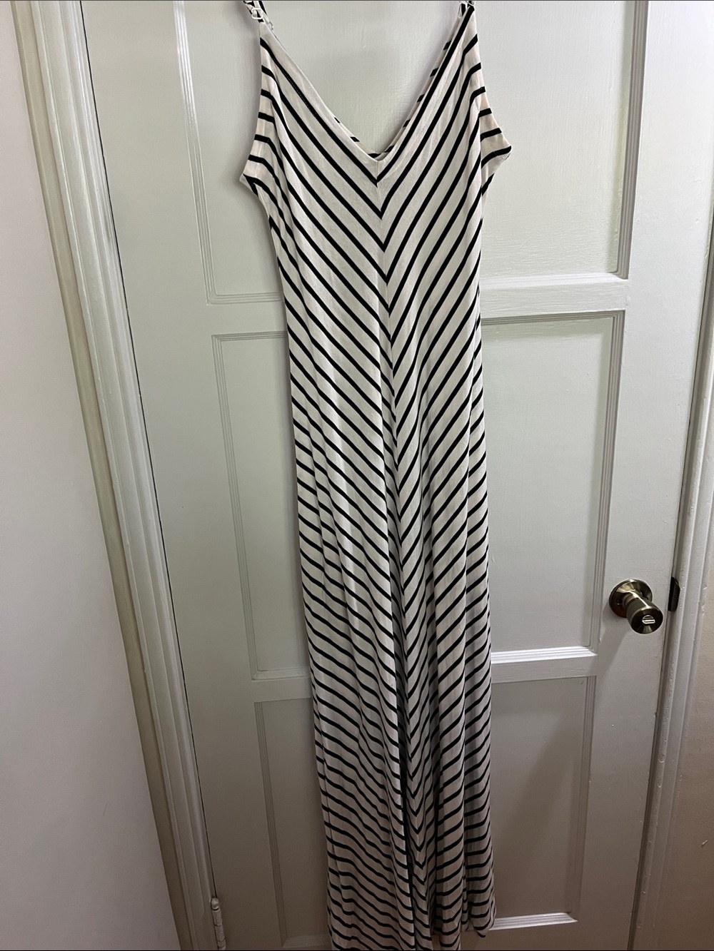 Isis Black and White Striped V-Neck Maxi Dress